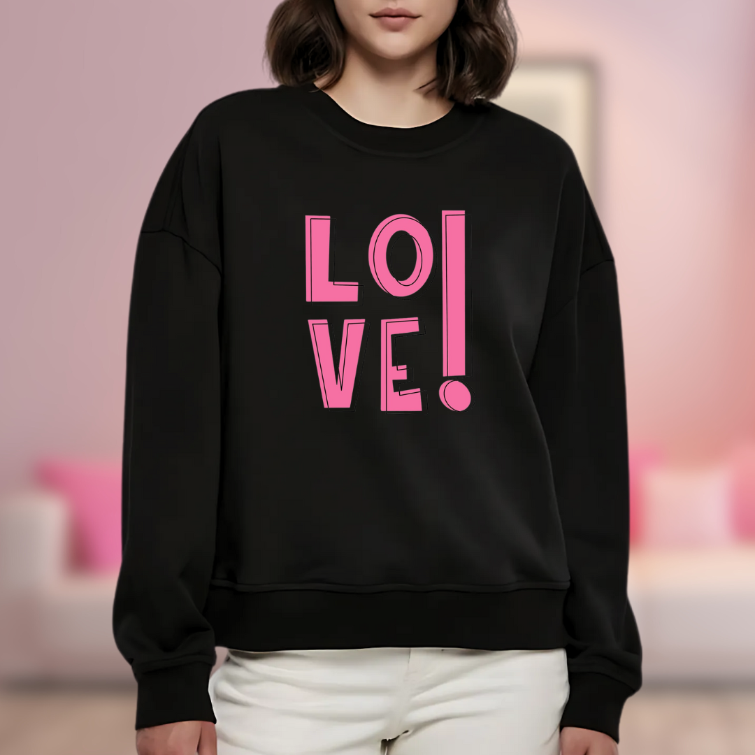 Bold "LOVE!" Graphic Sweatshirt