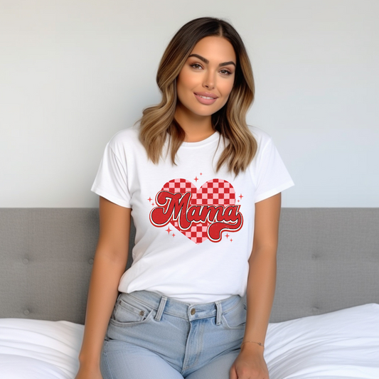 Mama Heart Checkerboard Tee