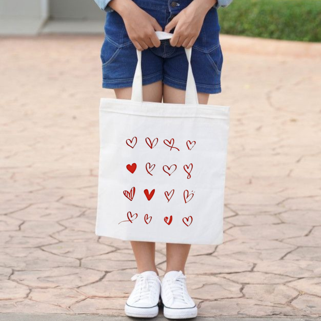 Heart Grid Tote Bag